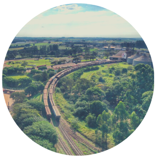 Imagem aérea do terminal da Ferroeste em Cascavel