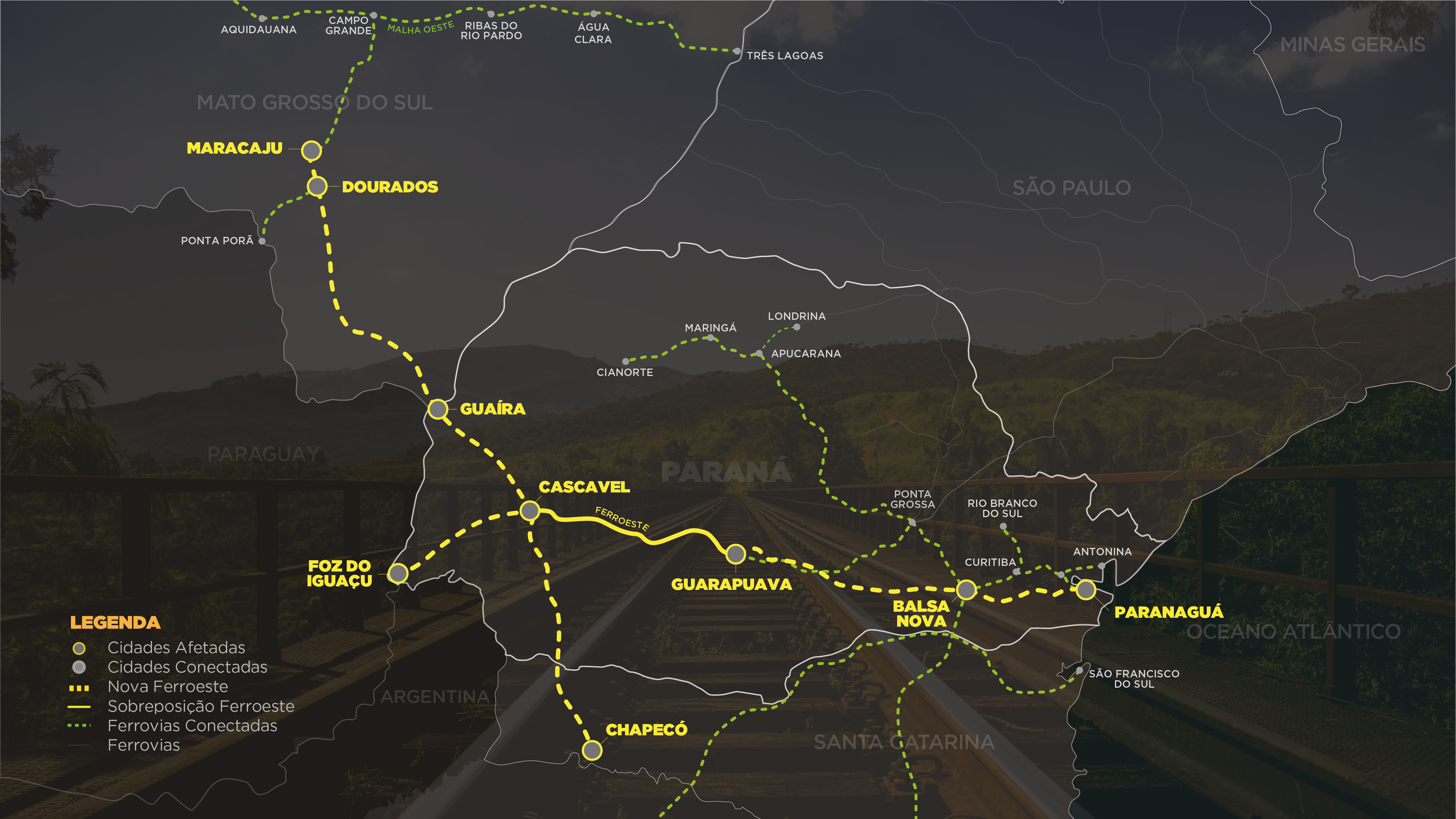 Mapa Nova Ferroeste - Traçado do Projeto